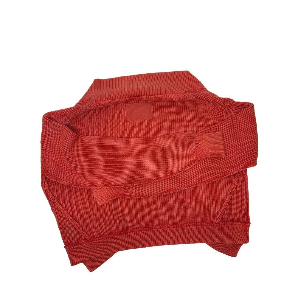 NWOT Free People Worn Thru Dark Coral Surplus Cardi Cropped Slouchy Cotton Sz XS - Picture 8 of 9